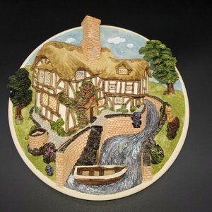 David Winter Cottages 8" Collectors Guild On The Riverbank Plate